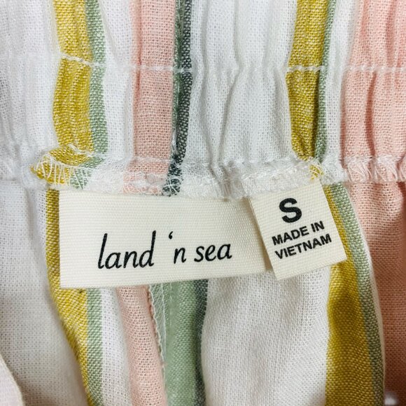 High Rise Stripe Paperbag Shorts size small LAND & SEA - Picture 2 of 12